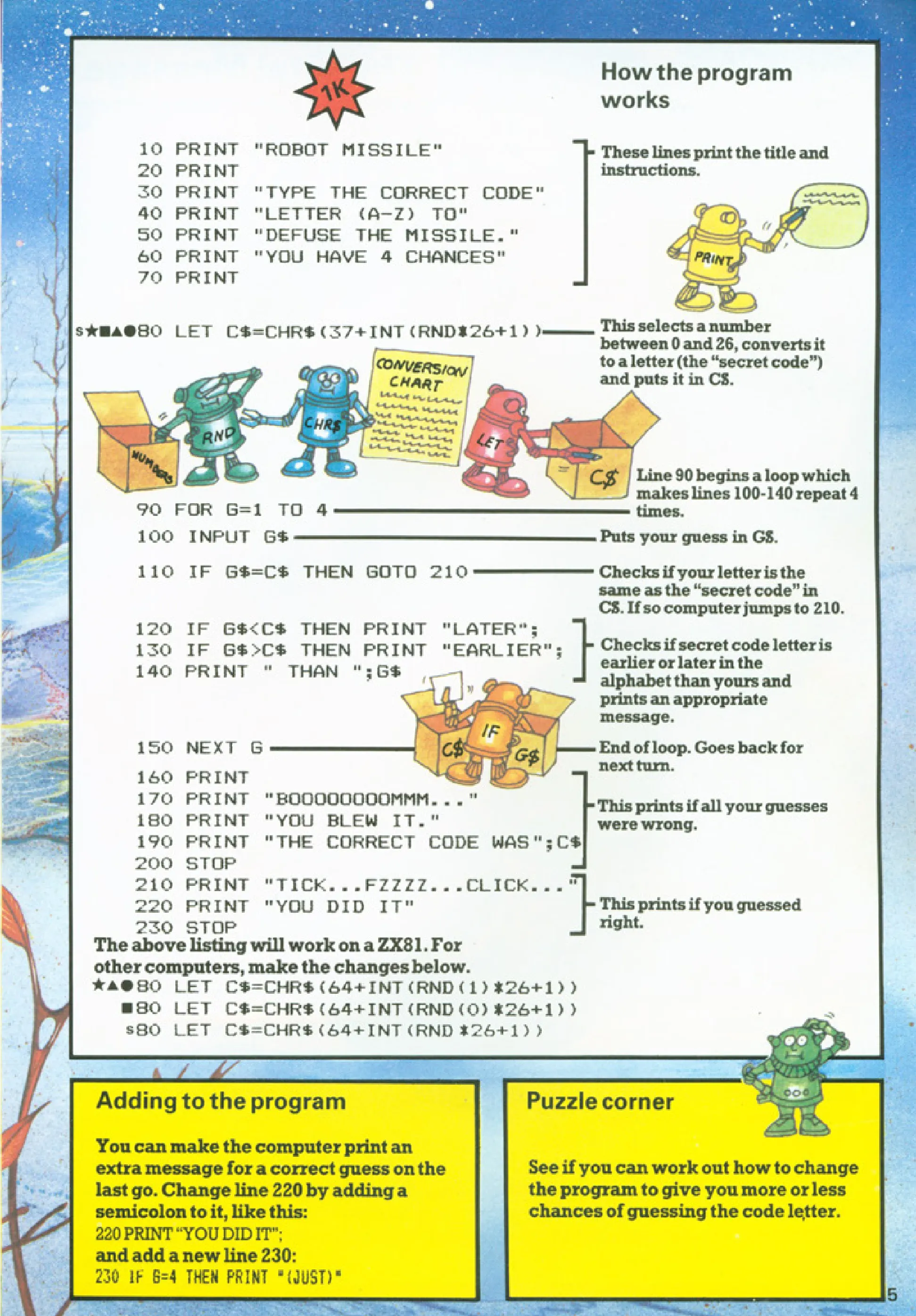 Robot Missile, sida 2 — Usborne Computer Battlegames