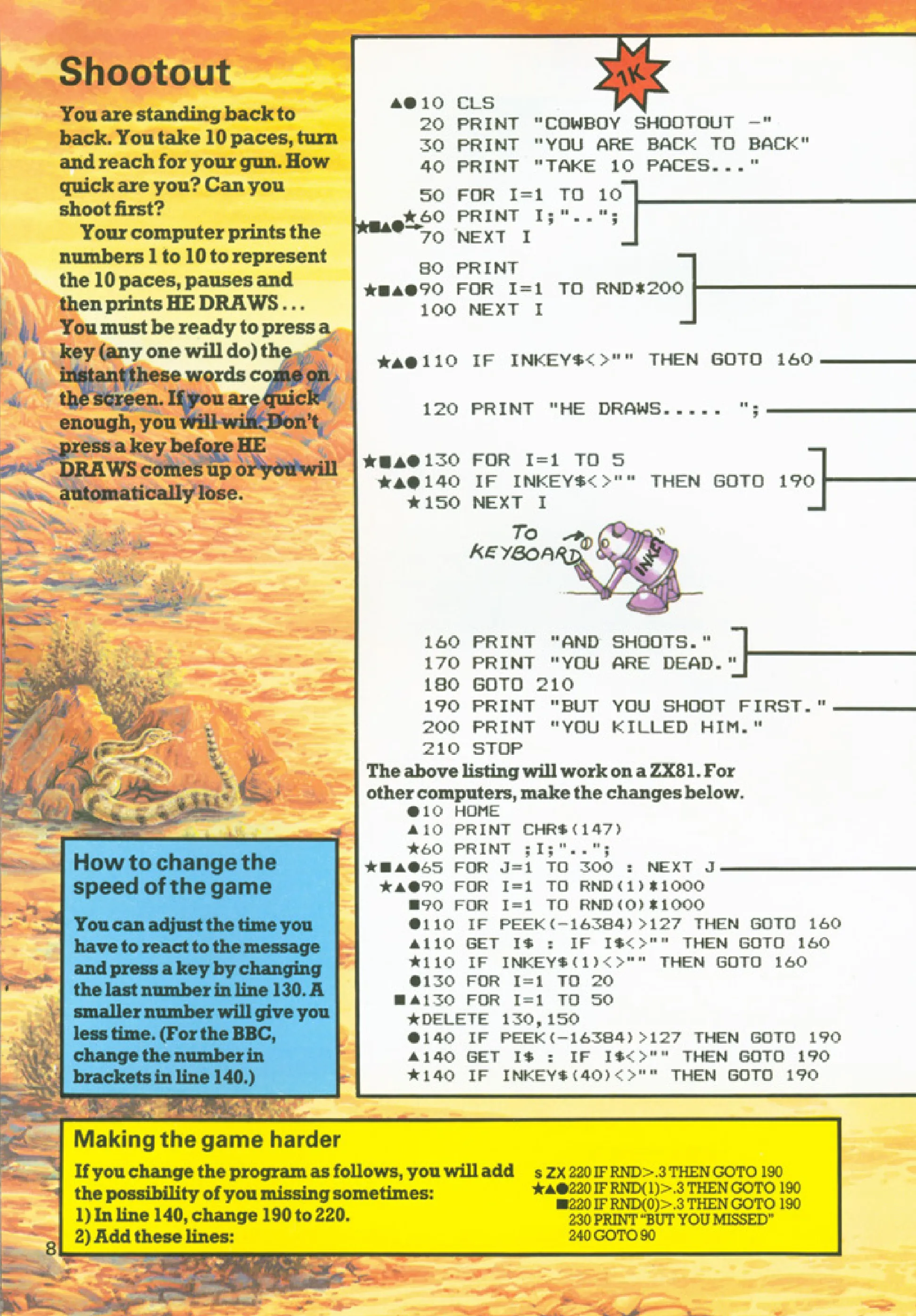 Shootout, sida 1 — Usborne Computer Battlegames