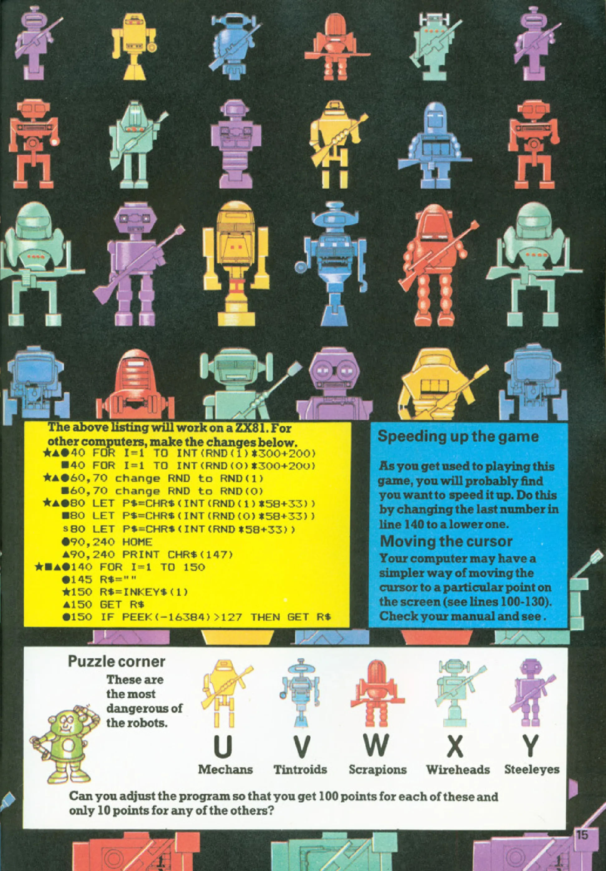 Robot Invaders, sida 2 — Usborne Computer Battlegames