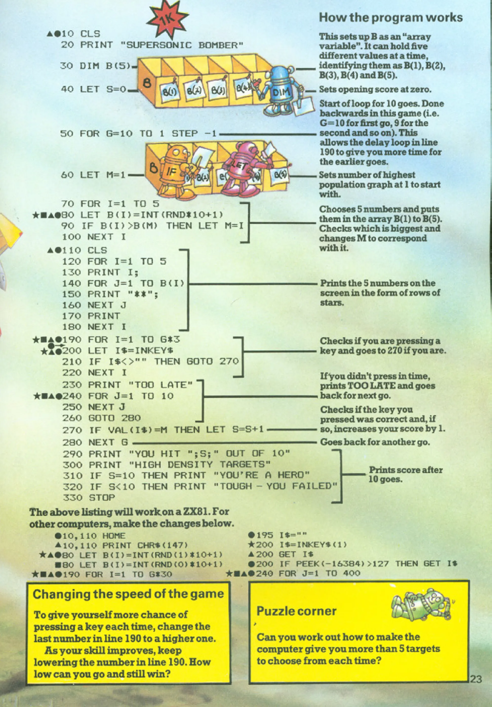 Supersonic Bomber, sida 2 — Usborne Computer Battlegames