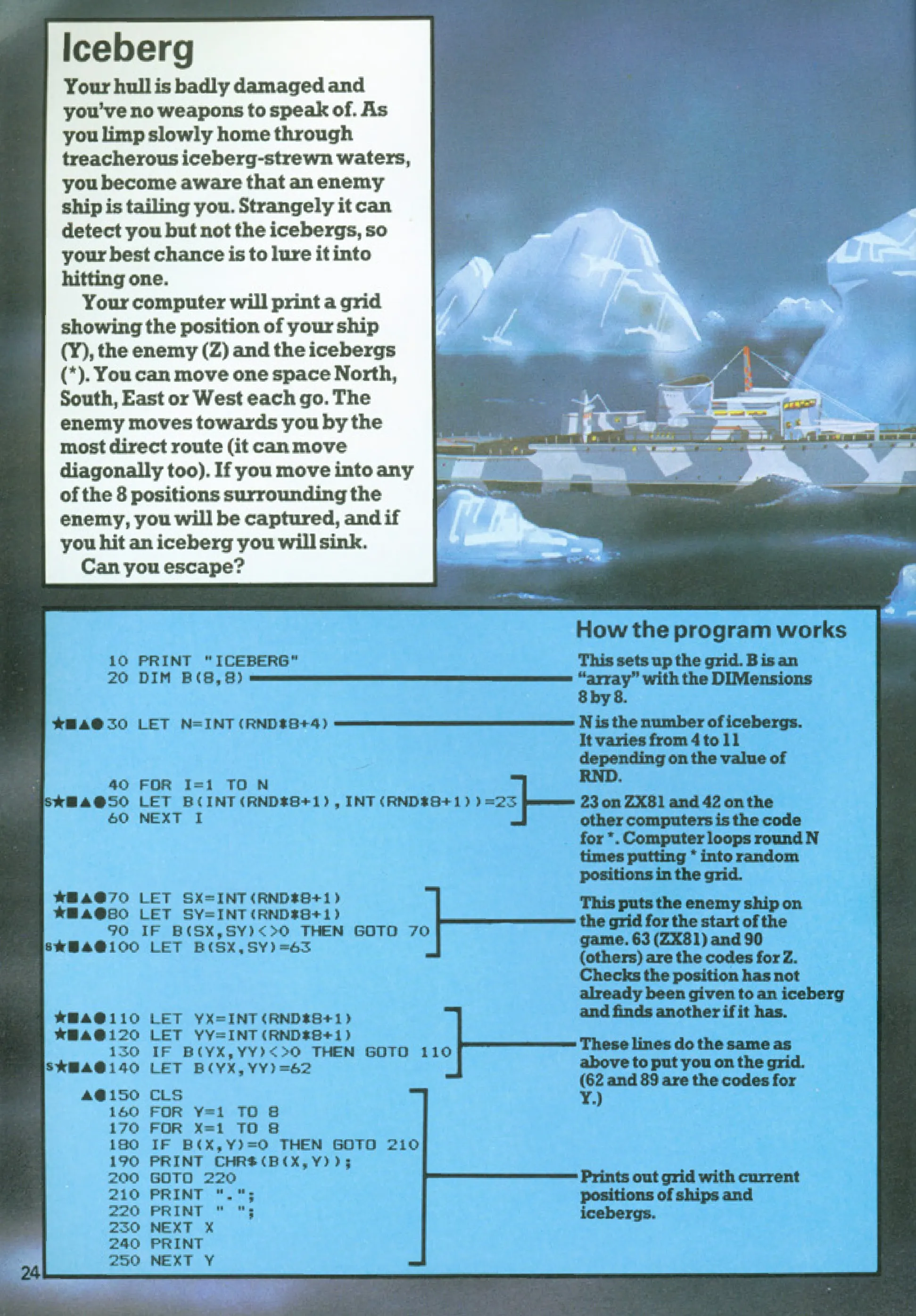 Iceberg, sida 1 — Usborne Computer Battlegames