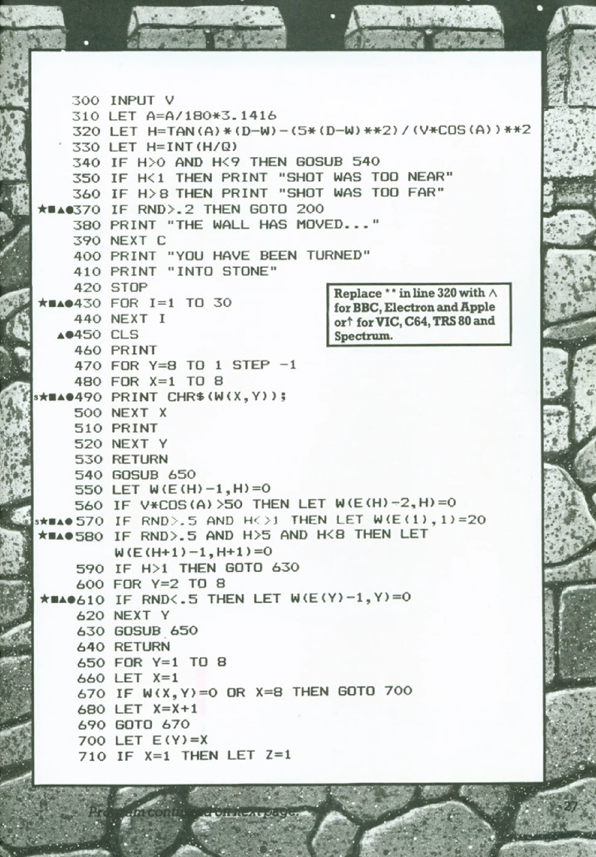 The Wizard's Wall, sida 2 — Usborne Computer Battlegames