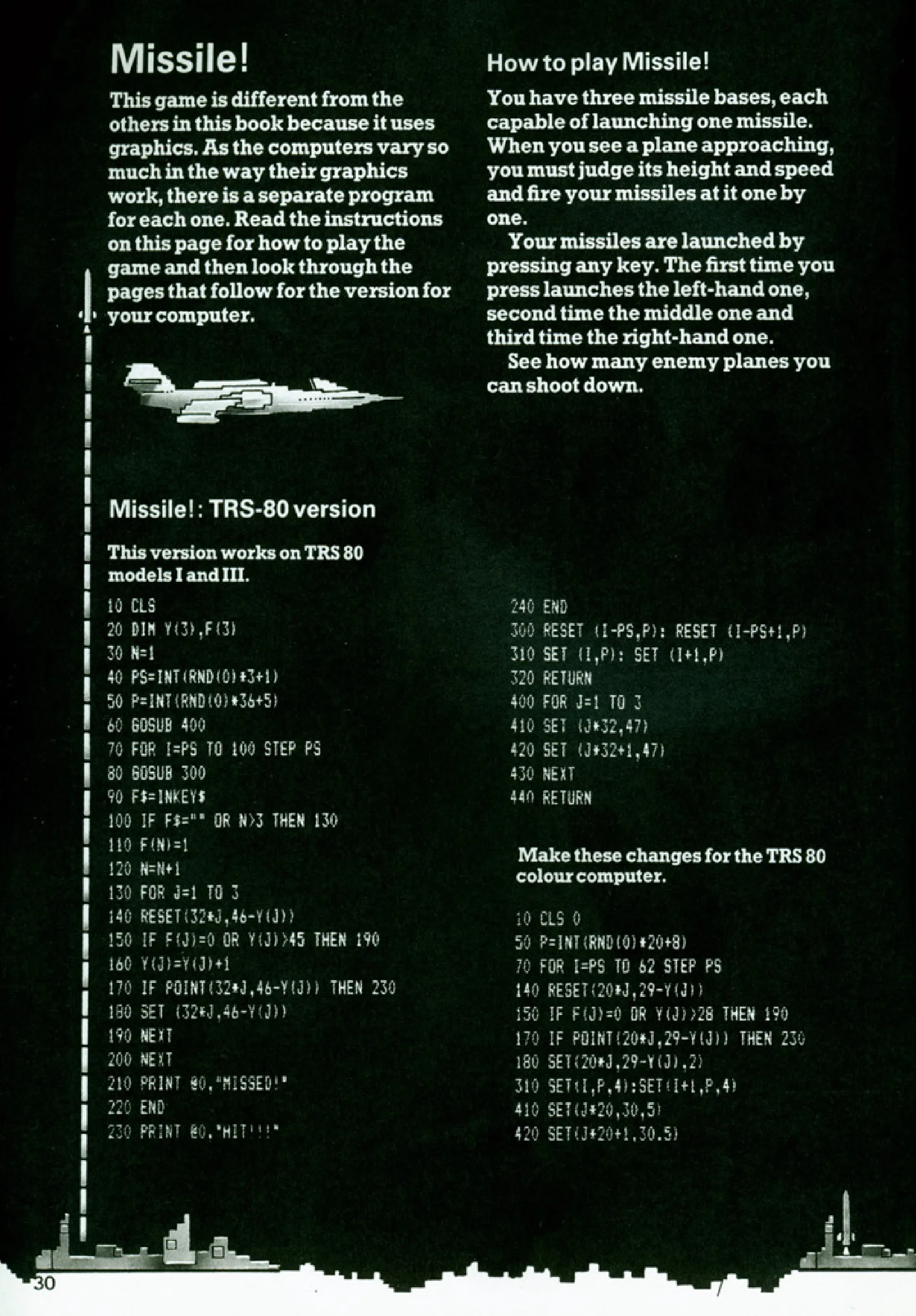 Missile!, sida 1 — Usborne Computer Battlegames