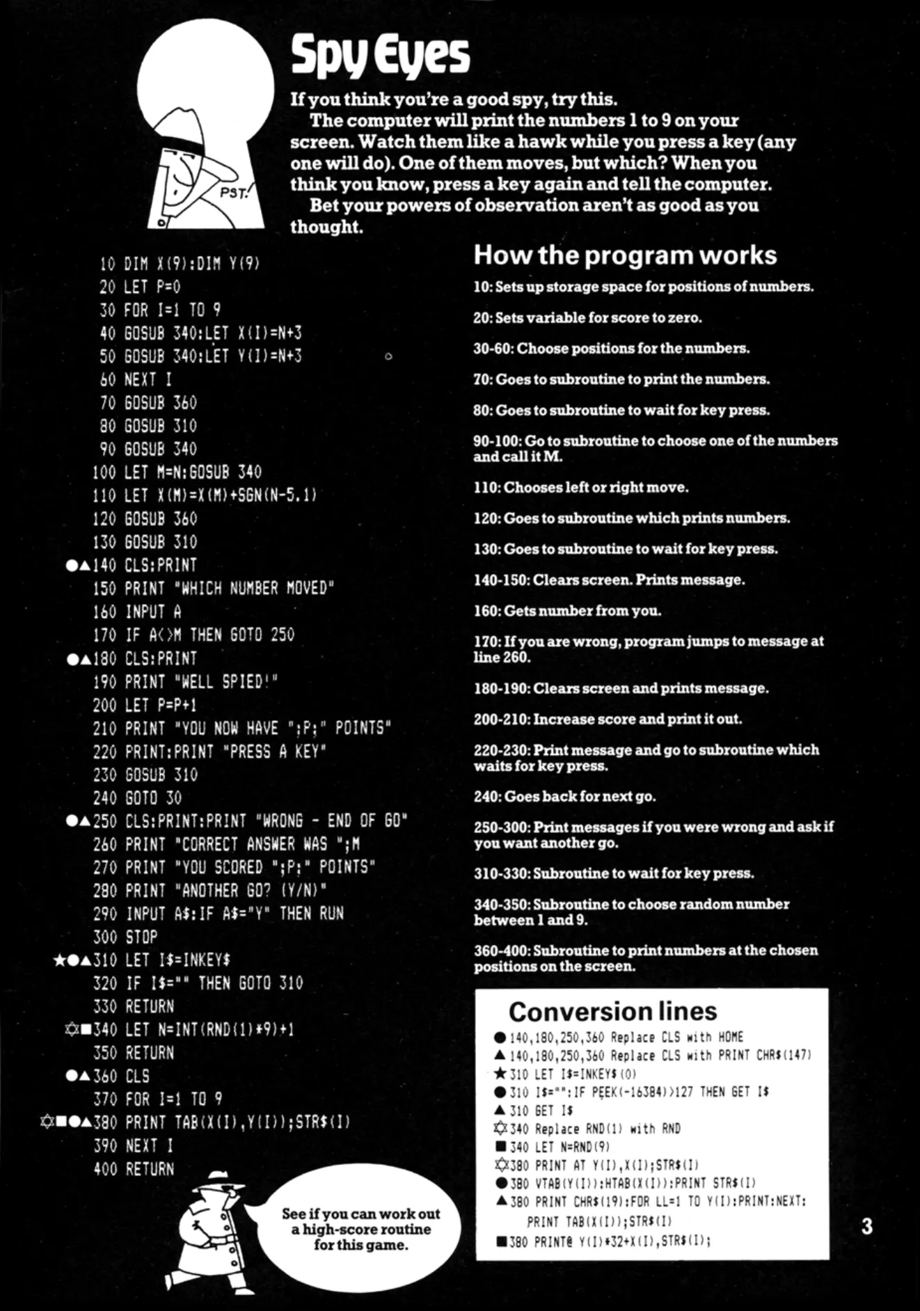 Spy Eyes, sida 1 — Usborne Computer Spy Games