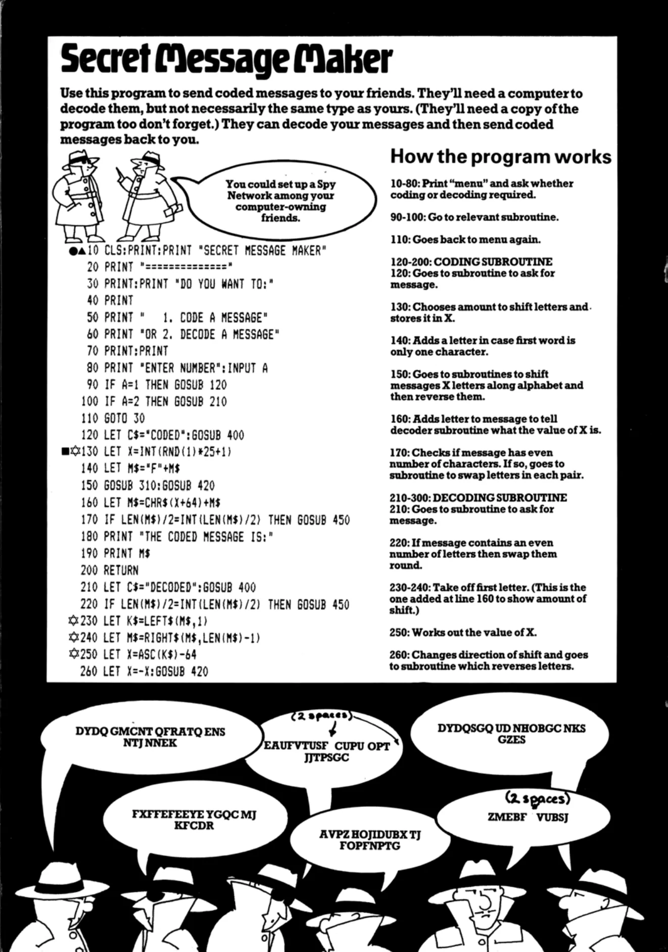 Secret Message Maker, sida 1 — Usborne Computer Spy Games