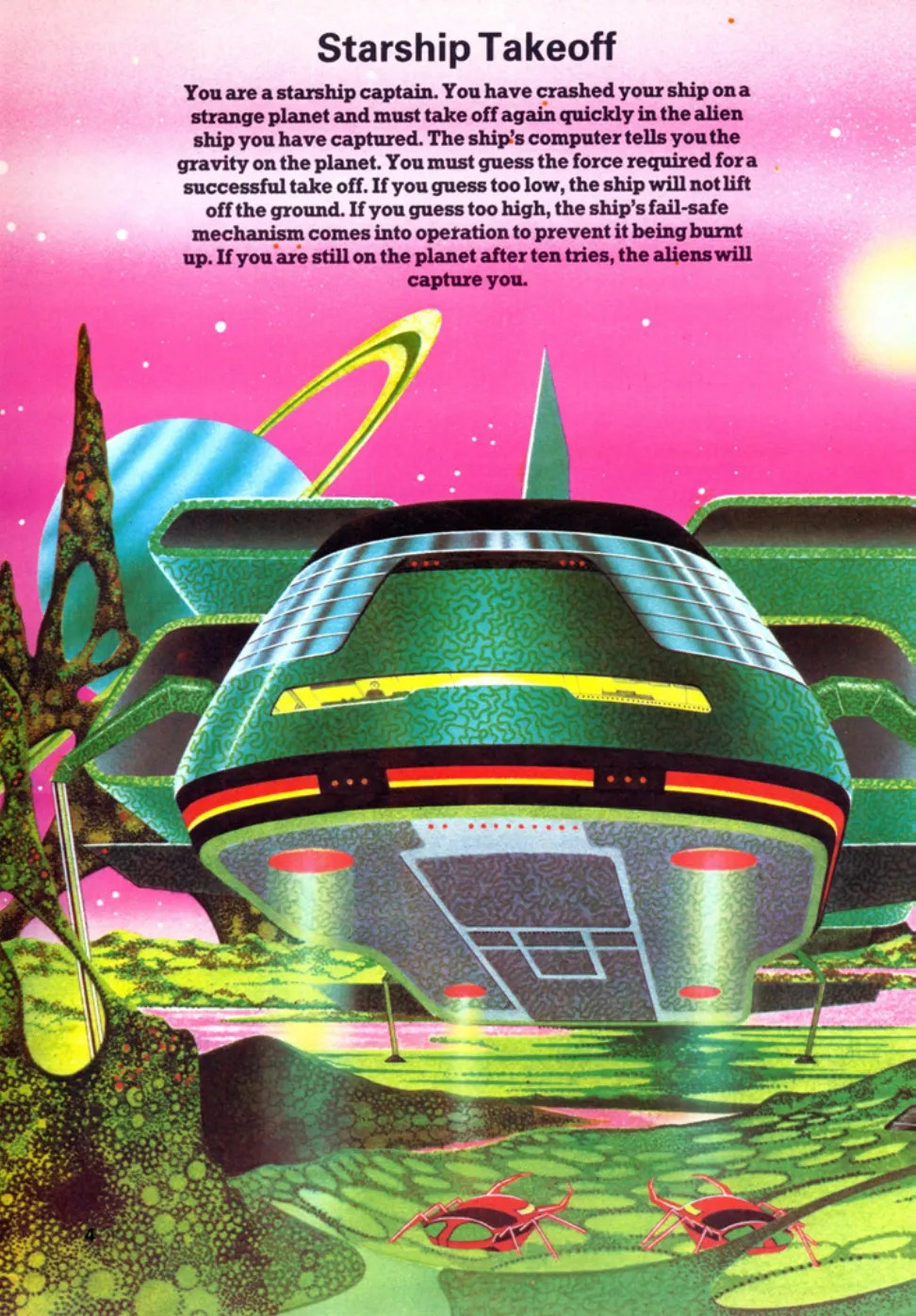 Starship Takeoff, sida 1 — Usborne Computer Spacegames