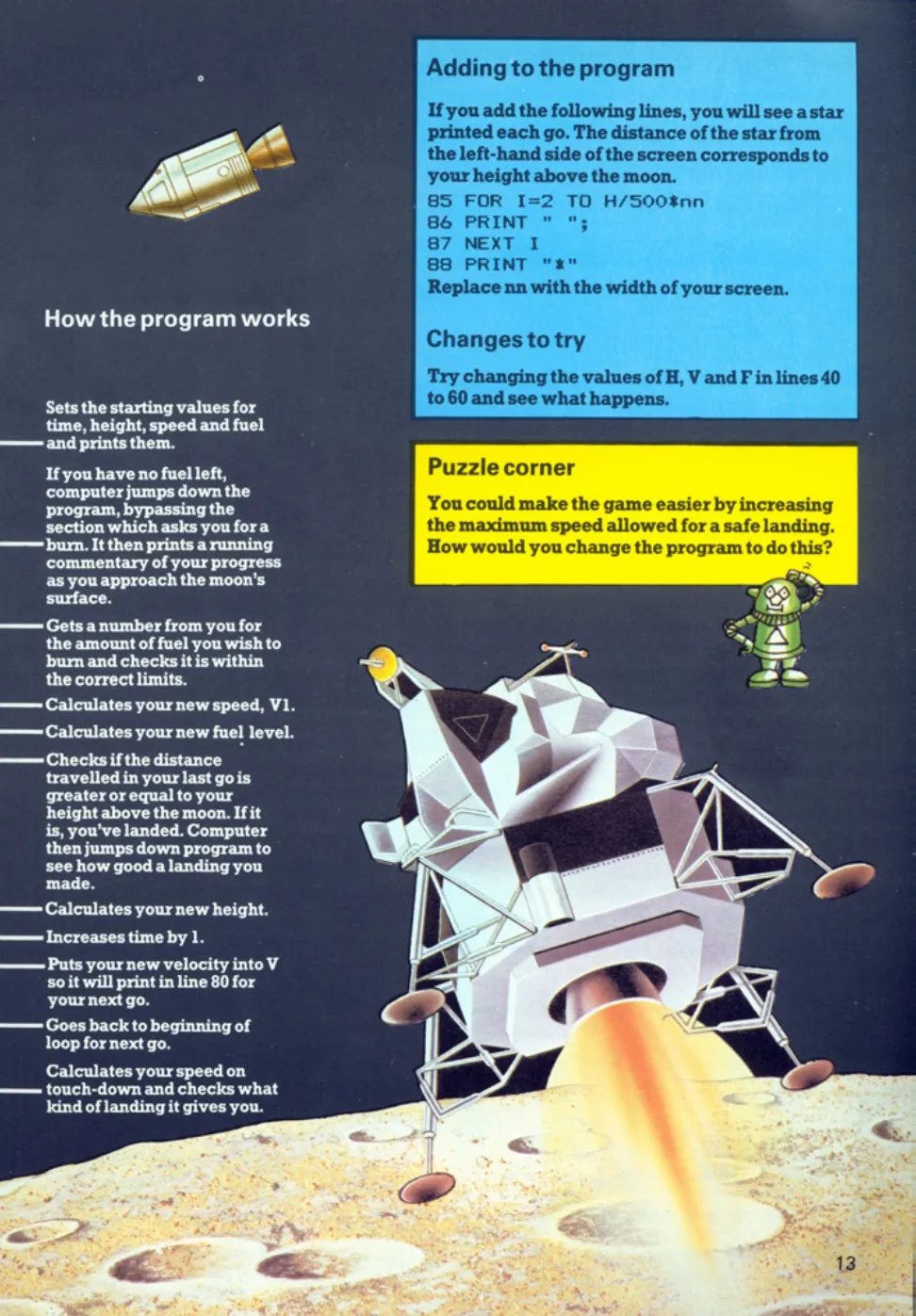 Moonlander, sida 14 — Usborne Computer Spacegames