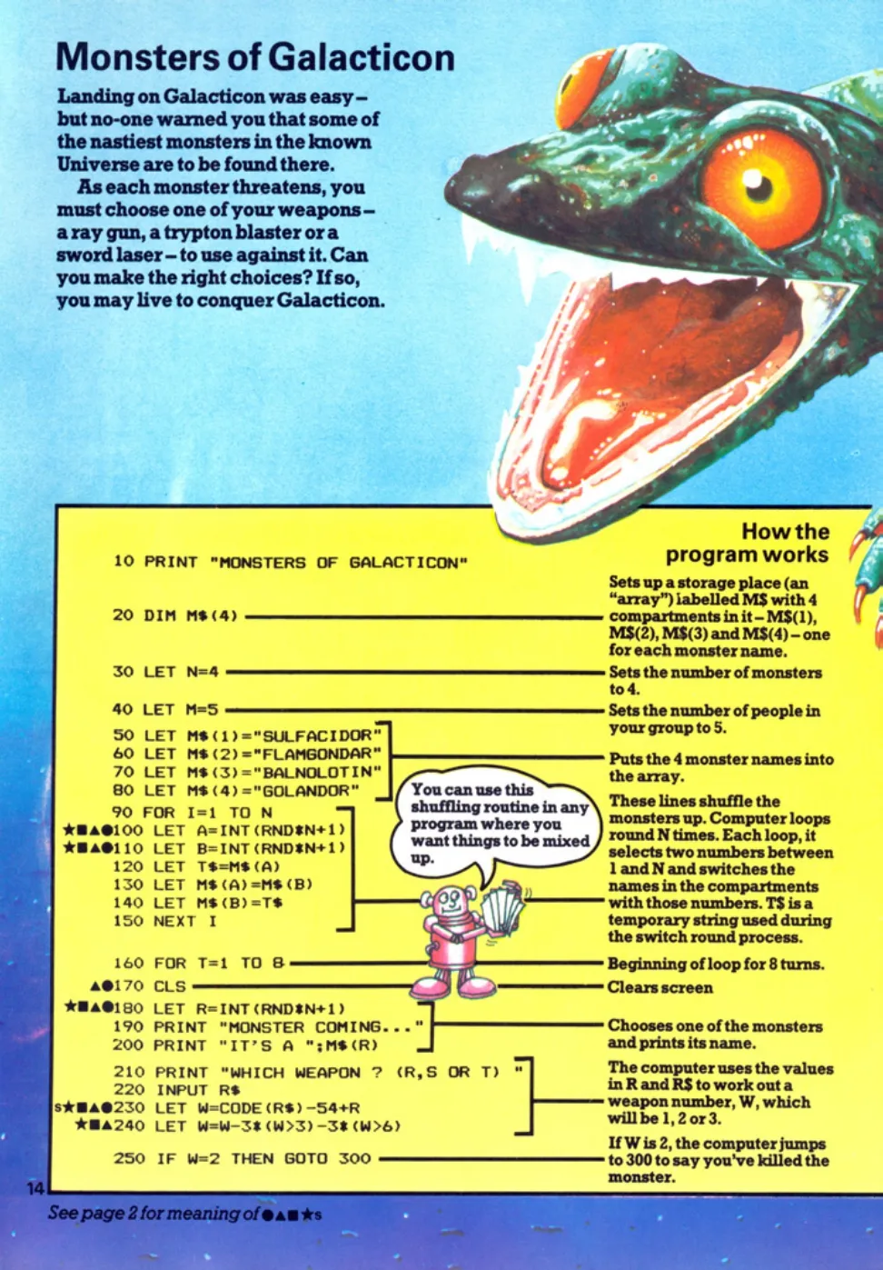 Monsters of Galacticon, sida 15 — Usborne Computer Spacegames