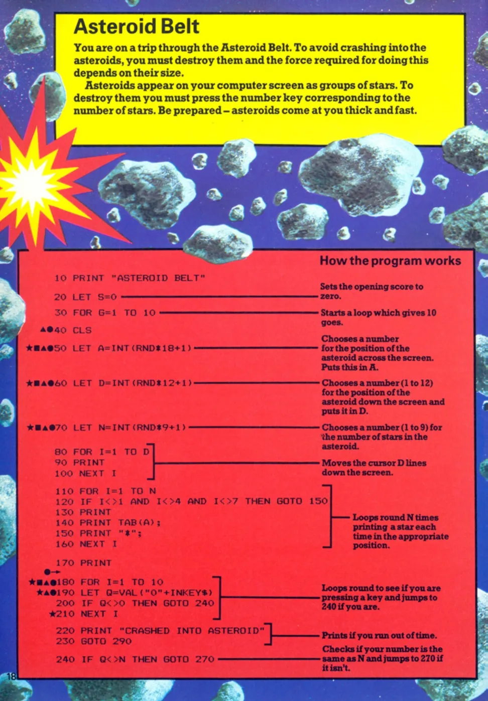 Asteroid Belt, sida 19 — Usborne Computer Spacegames