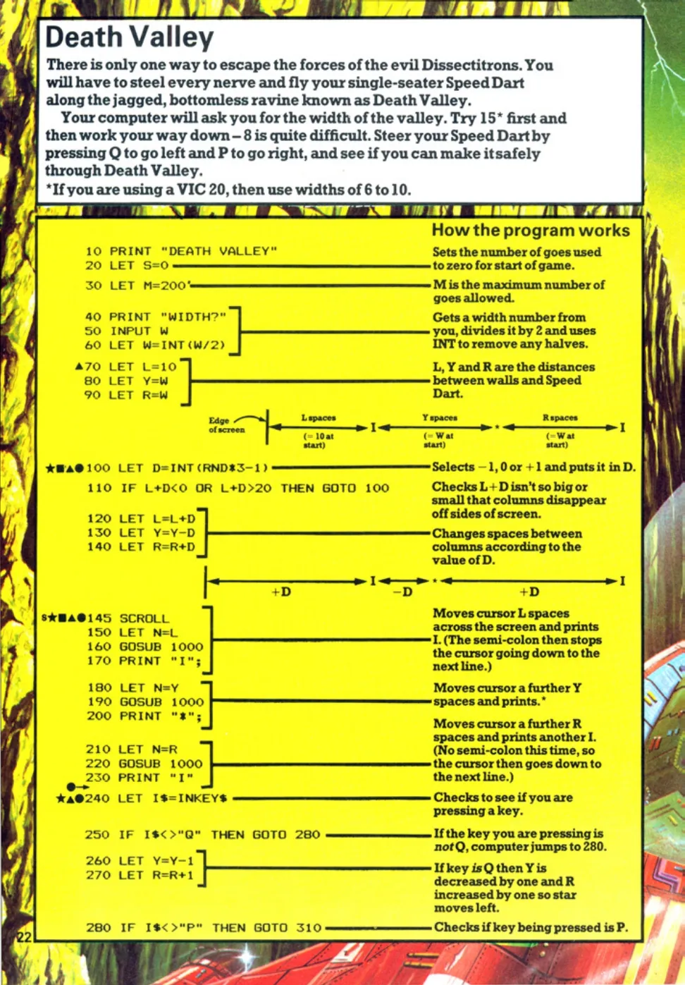 Death Valley, sida 1 — Usborne Computer Spacegames