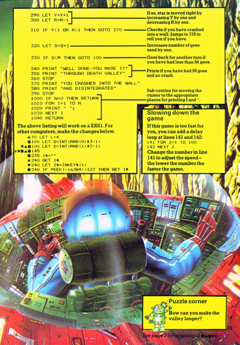 Death Valley, sida 2 — Usborne Computer Spacegames