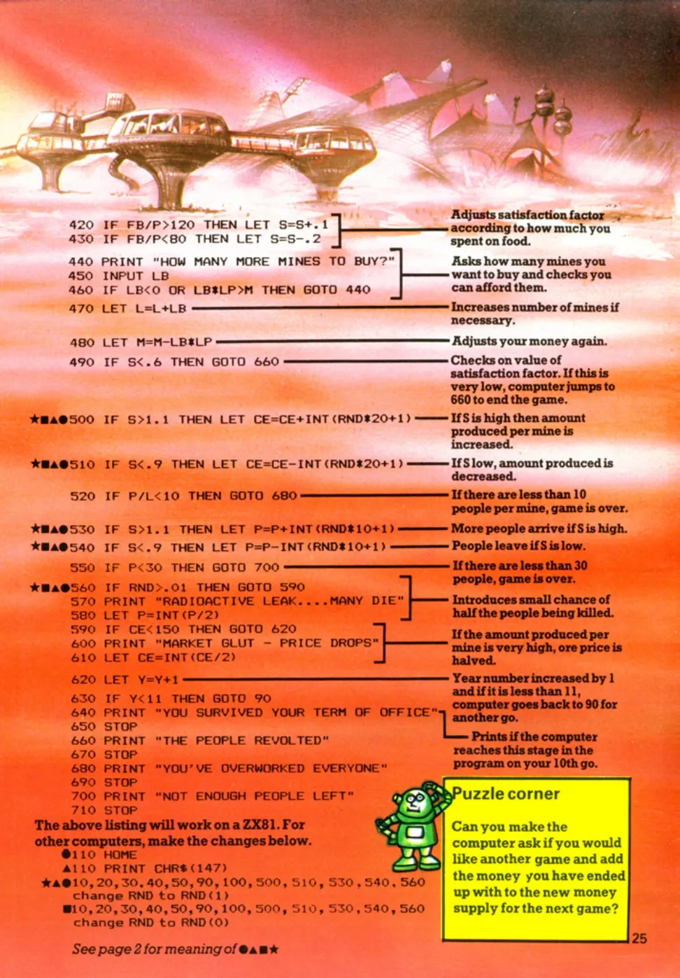 Space Mines, sida 2 — Usborne Computer Spacegames