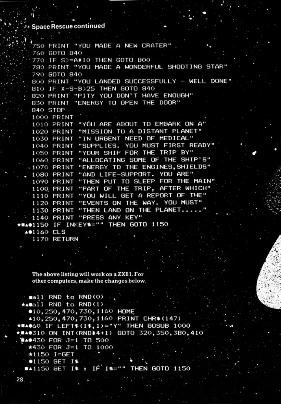Space Rescue, sida 3 — Usborne Computer Spacegames