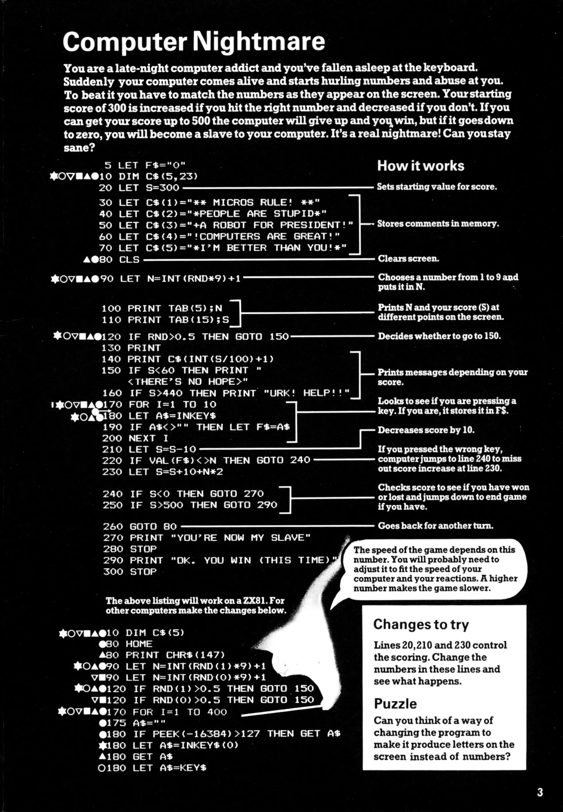 Computer Nightmare, sida 1 — Usborne Creepy Computer Games