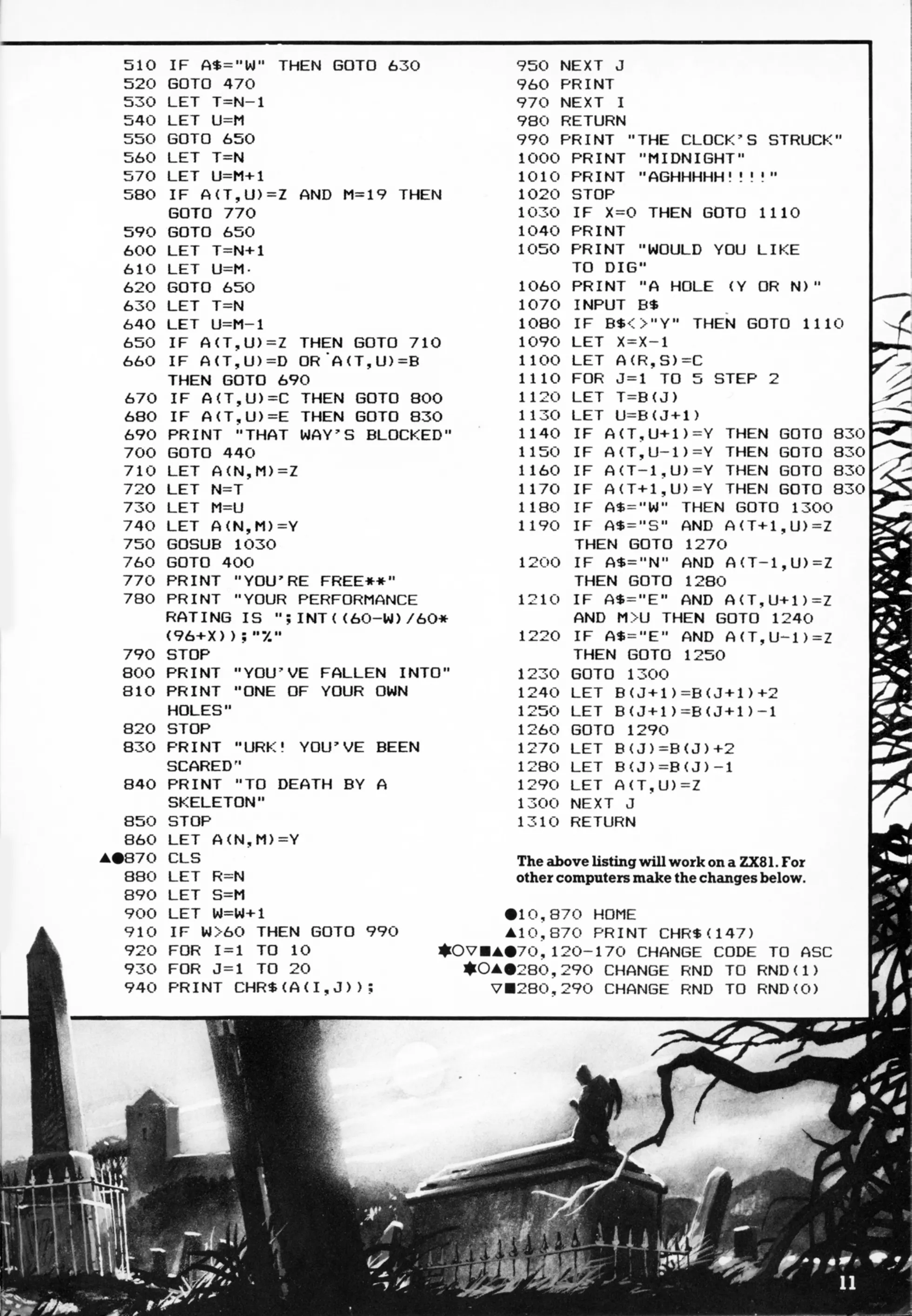 Gravedigger, sida 2 — Usborne Creepy Computer Games