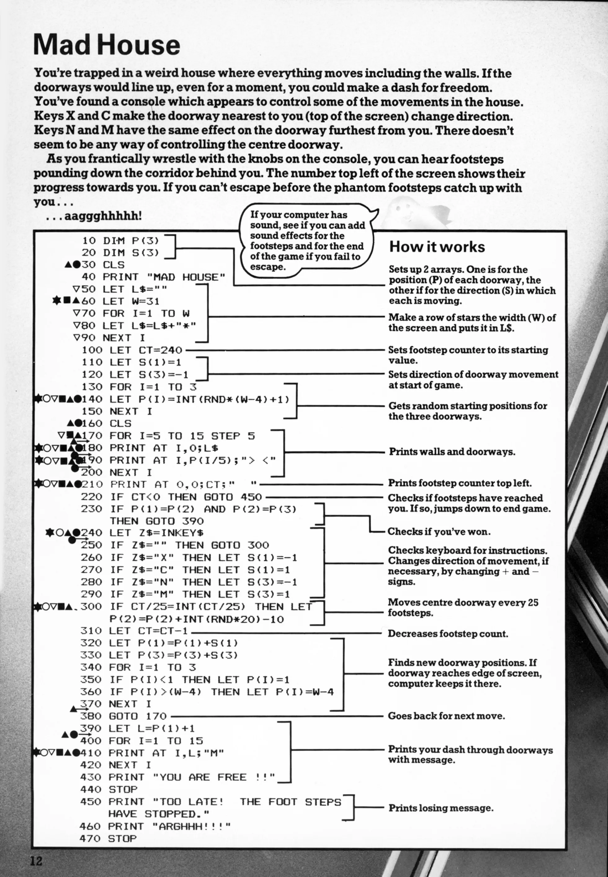 Mad House, sida 1 — Usborne Creepy Computer Games