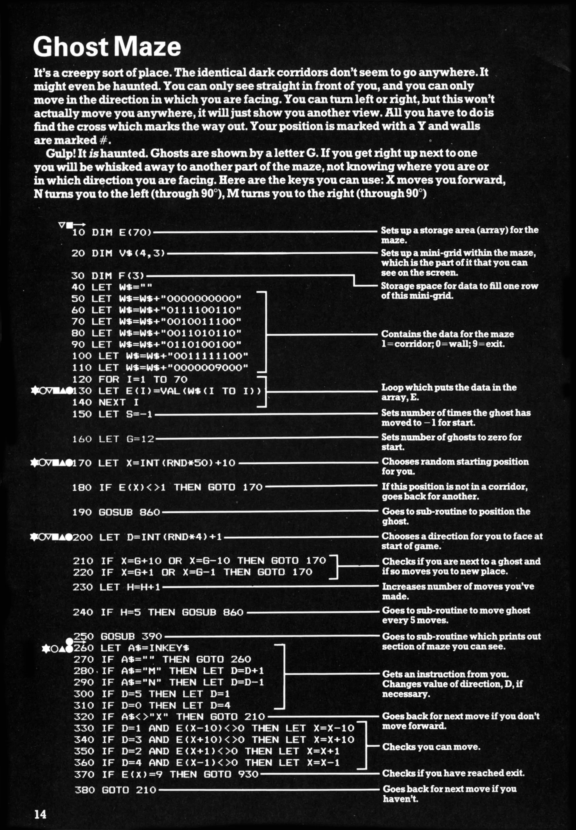 Ghost Maze, sida 1 — Usborne Creepy Computer Games