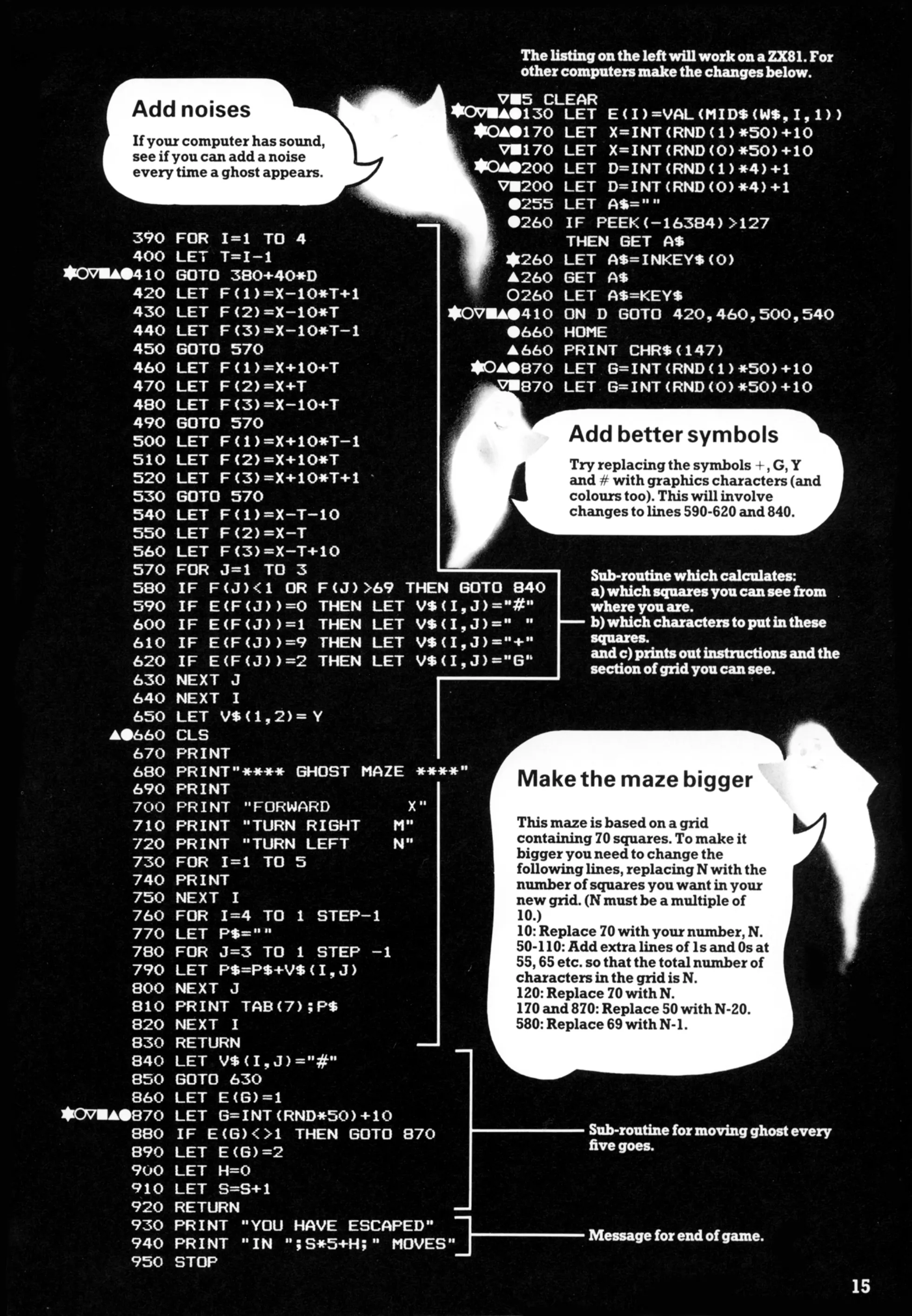 Ghost Maze, sida 2 — Usborne Creepy Computer Games