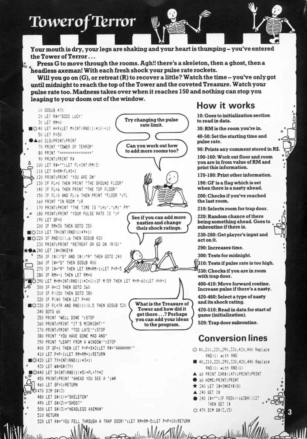 Tower of Terror, sida 1 — Usborne Weird Computer Games