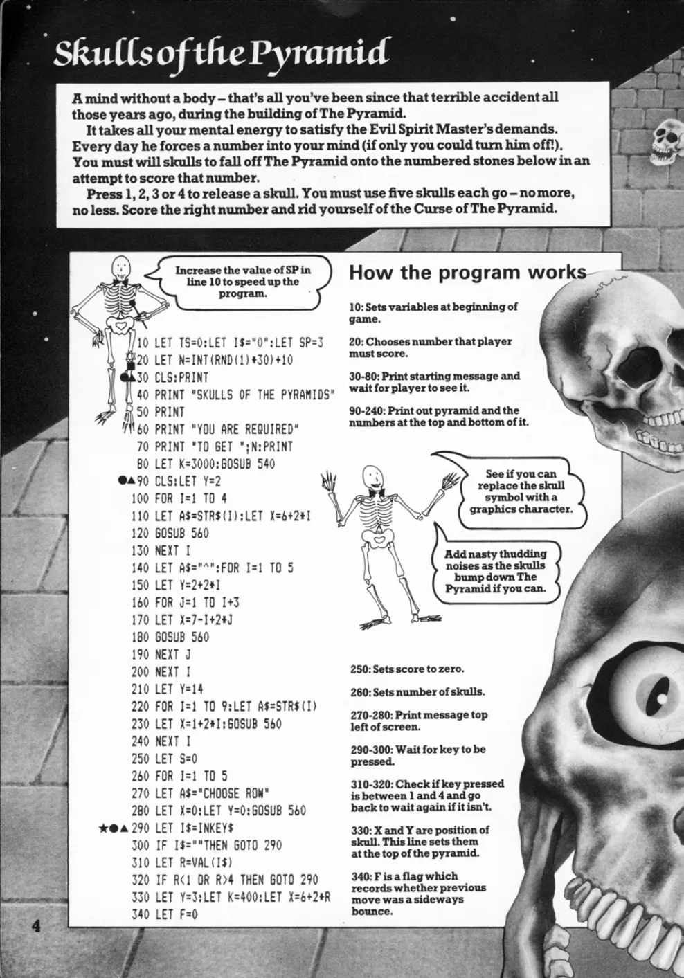 Skulls of the Pyramid, sida 1 — Usborne Weird Computer Games