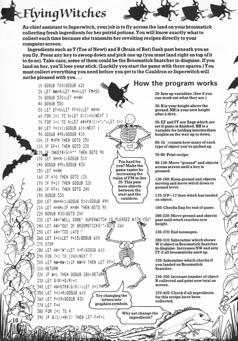 Flying Witches, sida 1 — Usborne Weird Computer Games