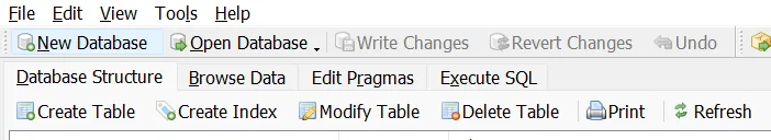 New Database i DB Browser for SQLite
